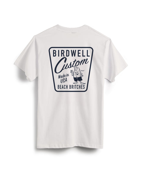 The Custom T-Shirt - Vintage White is a heavyweight cotton tee with a large navy 