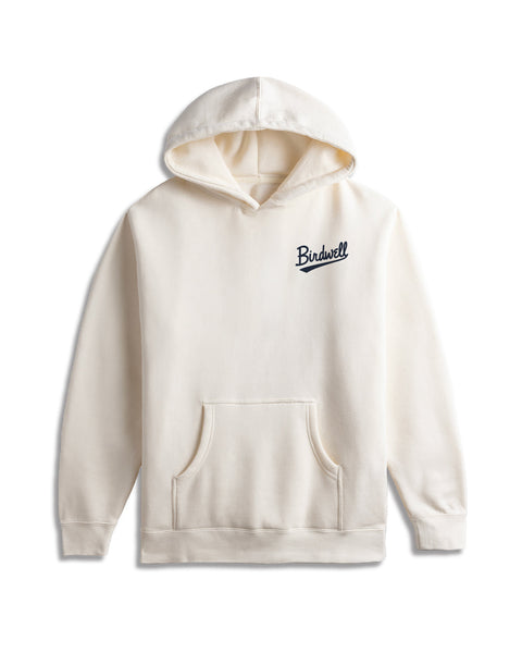 The Baller Hoodie - Bone is a cream-colored heavyweight hoodie with a front pocket and 