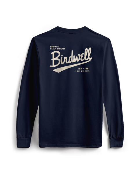 The Baller Long Sleeve Pocket T-Shirt - Navy is a heavyweight, garment-dyed long sleeve made in the USA, featuring 