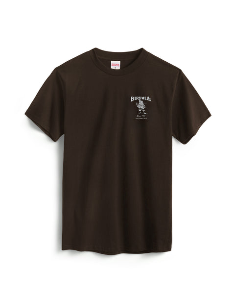 A heavyweight 61 T-Shirt in Java, featuring a small white Birdwell logo and graphic on the left chest, displayed on a white background.