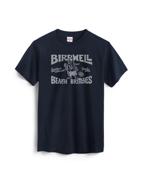 The Taggert T-Shirt - Navy is a heavyweight cotton tee featuring white retro-style 