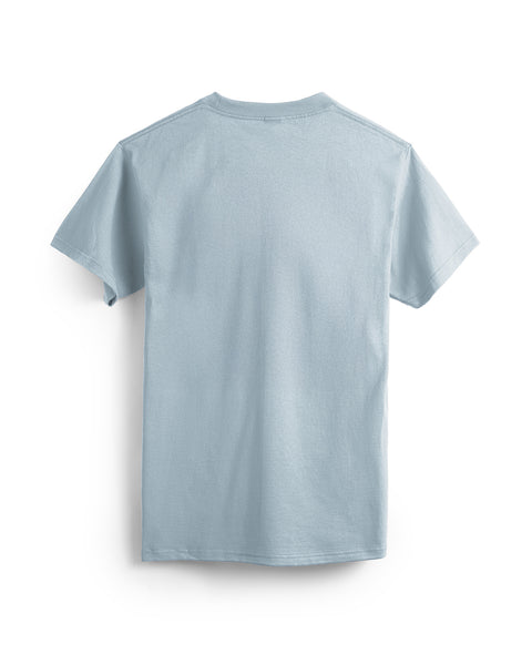 The B-Line T-Shirt - Light Blue, a plain garment-dyed cotton style, is displayed flat from the back against a white background.