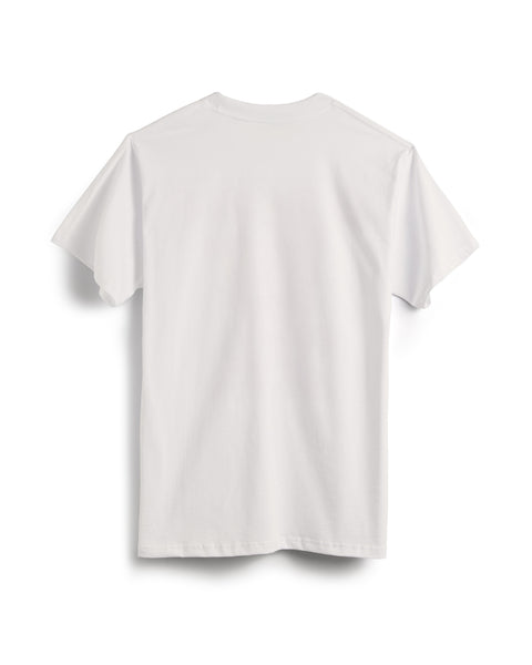 The Comp Stripe T-Shirt - Vintage White, a heavyweight 100% cotton short-sleeve tee, is shown from the back against a white background.