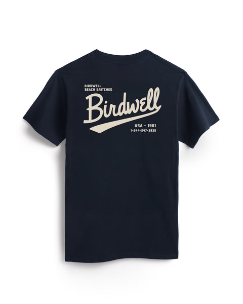 The Baller Pocket T-Shirt - Navy is a heavyweight tee featuring white script 