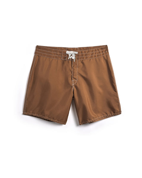 310 Boardshorts in Tobacco color with white stitching and a white drawstring, shown flat on a white background.