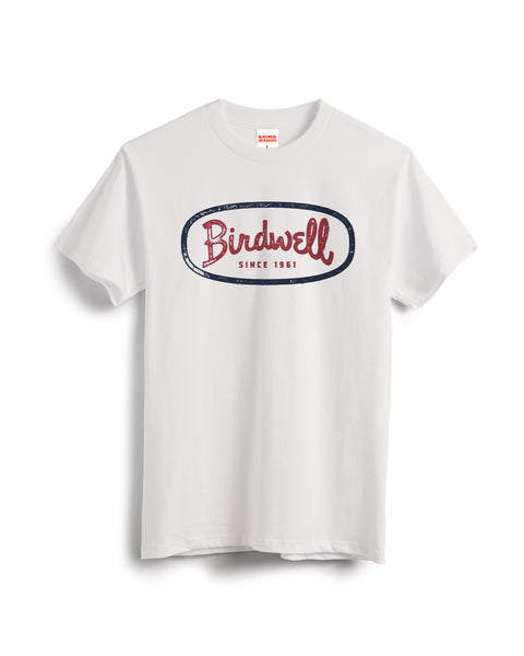 Vintage white Mashed Potato T-Shirt featuring a garment-dyed cotton fabric and a red 