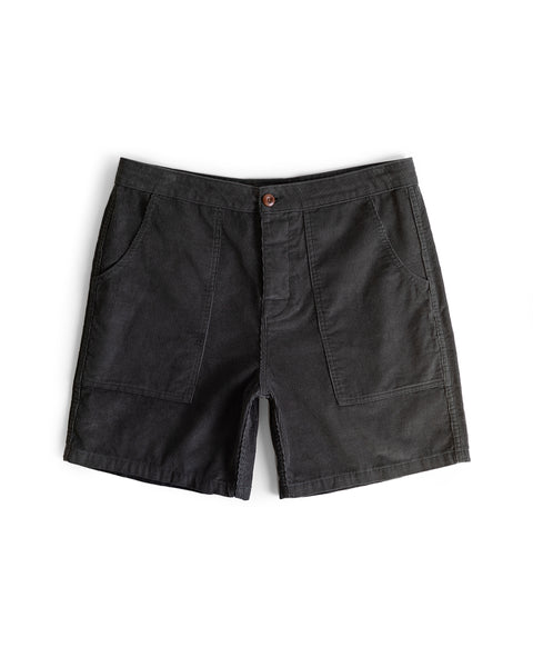 Classic Corduroy Shorts - Oregano, featuring front patch pockets and a button and zipper closure, are shown laid flat on a white background.