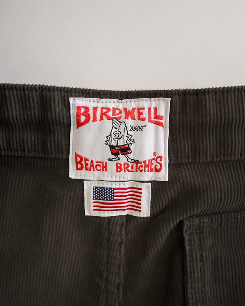 Classic Corduroy Pants - Brown in 100% cotton corduroy featuring an interior Birdwell Beach Britches brand patch and a small American flag label below it.