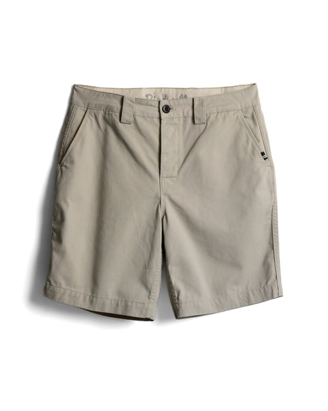 Stockman Chino Shorts - Bone in beige cotton twill with a button fly and side pockets, made in USA.