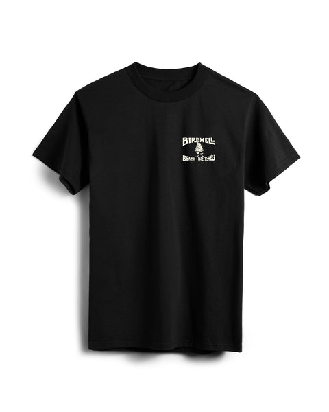The License Plate T-Shirt - Black/White is a heavyweight USA-made tee featuring small white graphics and 