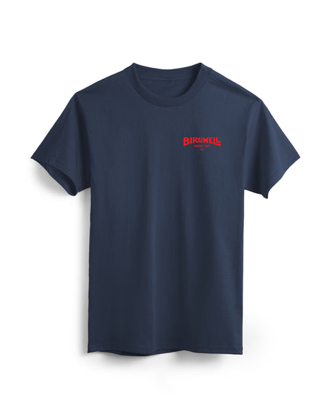 The Service T-Shirt - Navy is a heavyweight, garment-dyed cotton tee featuring 